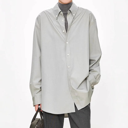 Damen Oversized Bluse Klassische Knöpfe Elegantes Design