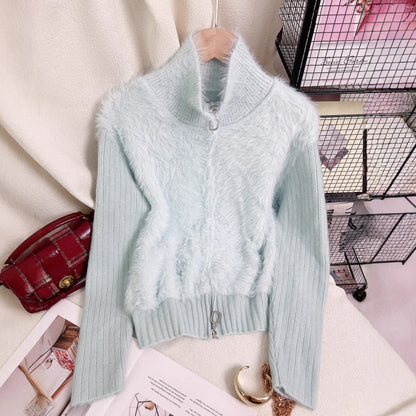 Damen Strickpullover Wärmeisolierend Hochkragen Fleece