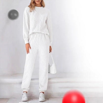 Damen Strick-Loungewear-Set Elegant Zopfmuster Weich