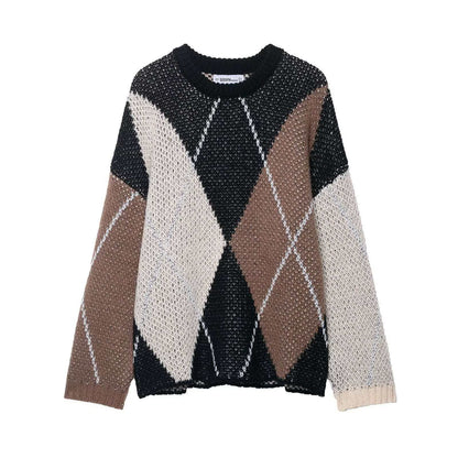 Damen Pullover Rautenmuster Modern Eveloria