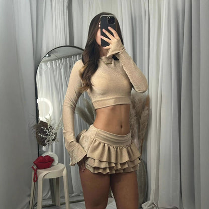 Damen Crop- und Mini-Rock Set Eveloria