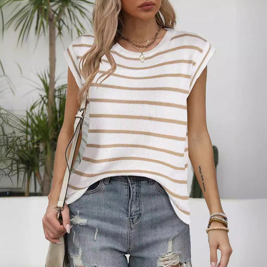 Damen Strickoberteil Streifenmuster Locker Damenoberteil Eveloria - Eveloria