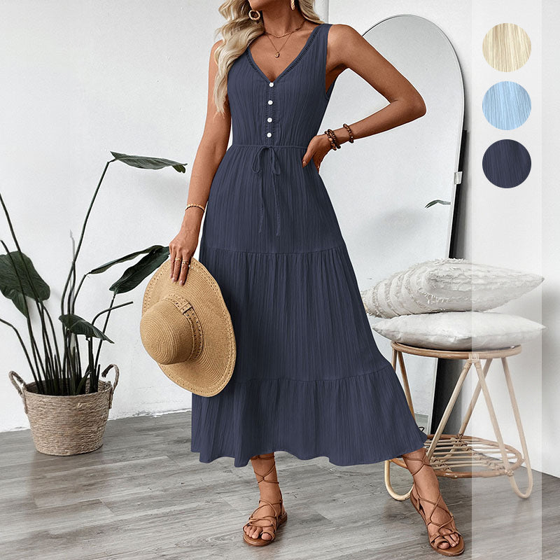 Damen Maxikleid Elastisch Rüschendetails Schwarz Eveloria - Eveloria