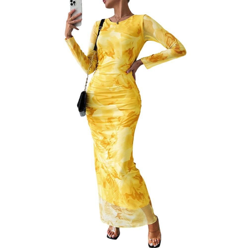 Damen Maxikleid Floralmuster Langer Schnitt Eveloria