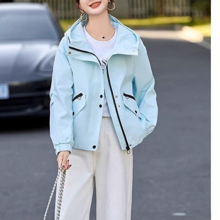 Damen Übergangsjacke mit Kapuze und Taschen Eveloria
