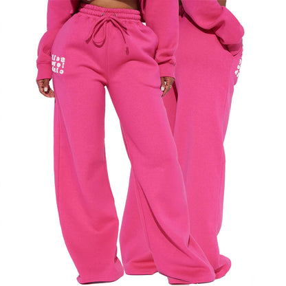 Damen Jogginghose Elastischer Bund Auffälliger Schriftzug Schwarz - Eveloria
