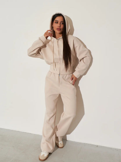 Damen Kapuzenoberteil und Sweatpants-Set Hochwerder Bund