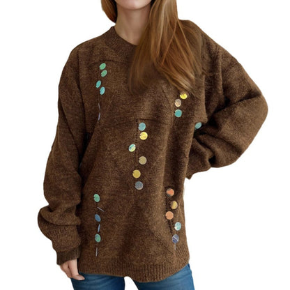 Damen Strickpullover mit Pailletten Eveloria