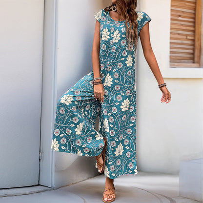 Damen Jumpsuit Floralmuster Hohe Beine Eveloria