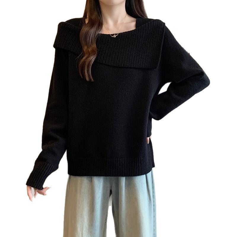 Damen Pullover Asymmetrischer Ausschnitt Eveloria