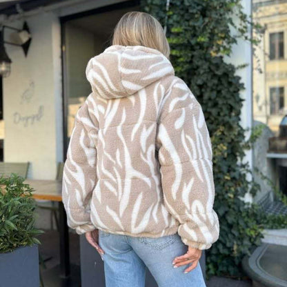 Damen Fleecejacke Oversized Kuschelig Grau Eveloria