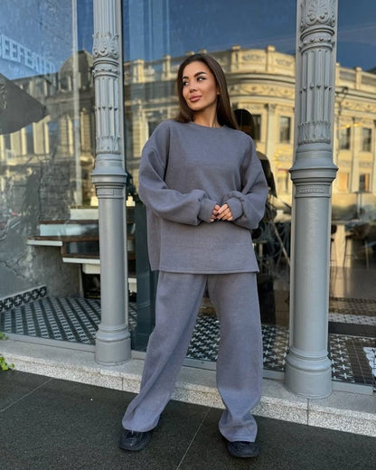Damen Fleece-Outfit Weites Design Bequem Grau