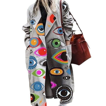 Damen Langjacke mit Augenmotiv Farbenfroh Eveloria