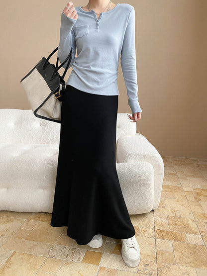 Damen Langarmshirt mit Knöpfen und Brusttasche Eveloria