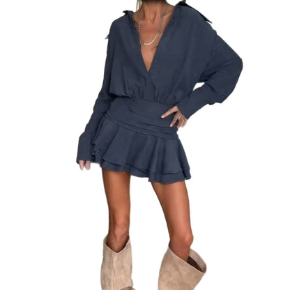 Damen Wickelkleid Voluminöser Rock Eveloria
