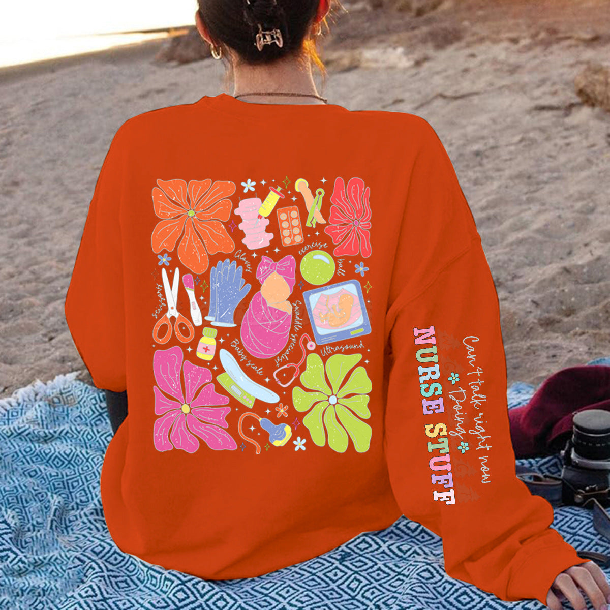 Damen Sweatshirt Bunt Grafikdesign Baumwolle Eveloria