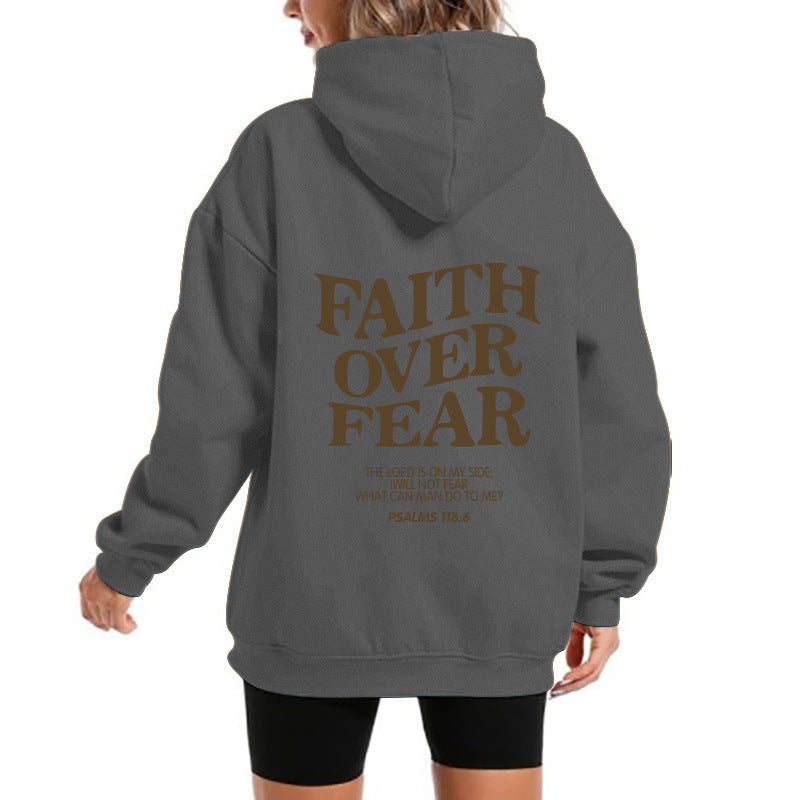 Damen Kapuzensweater Bequem Motivierender Schriftzug Grau