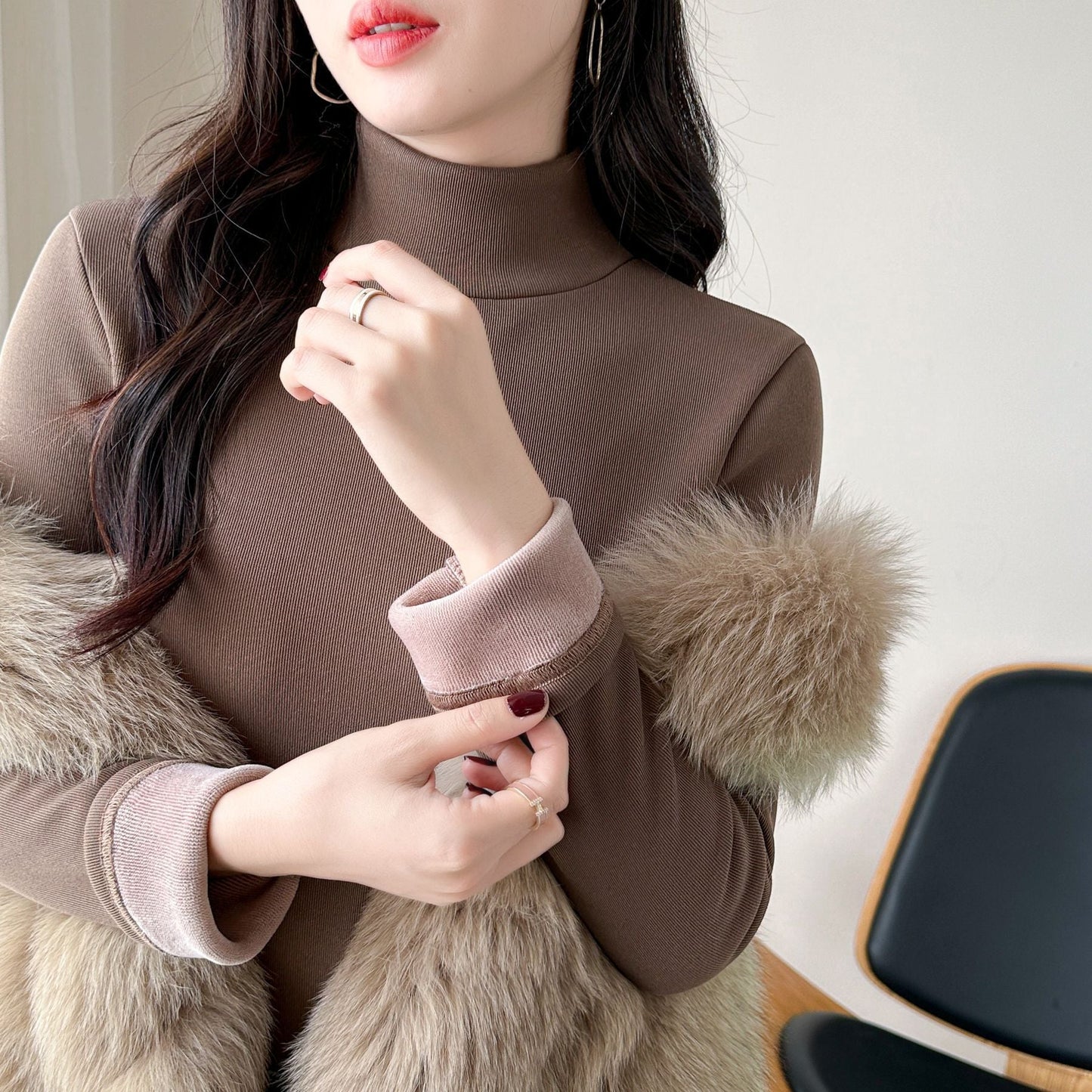Damen Rollkragenpullover Langärmlig Eveloria