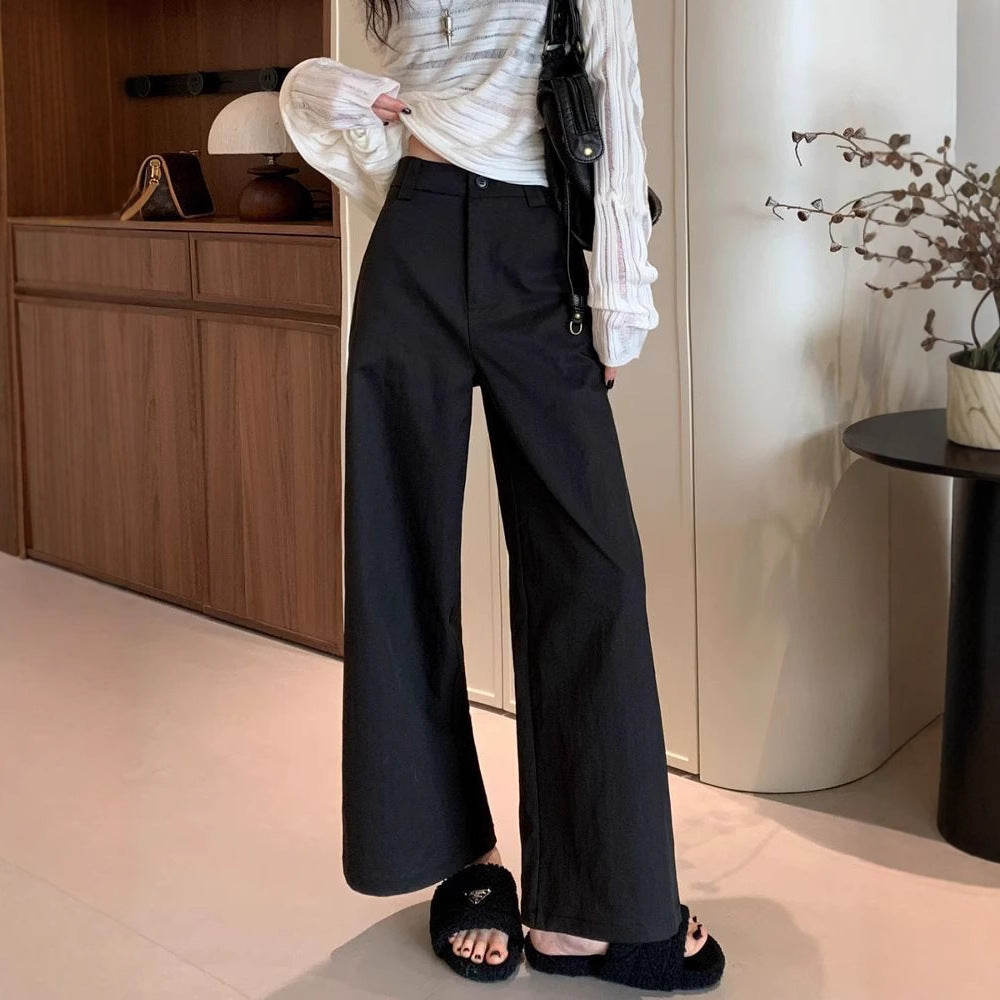 Damen High-Waist-Hose Weit Bein Schwarz Eveloria - Eveloria