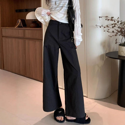 Damen High-Waist-Hose Weit Bein Schwarz Eveloria - Eveloria