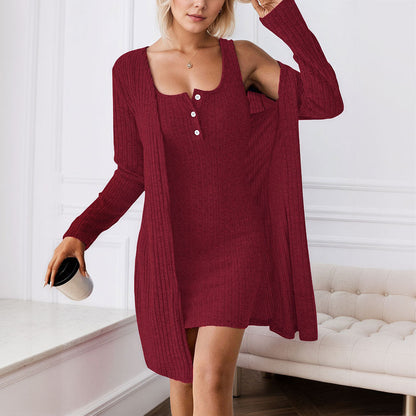 Damen Strickkleid mit Cardigan Offen Eveloria