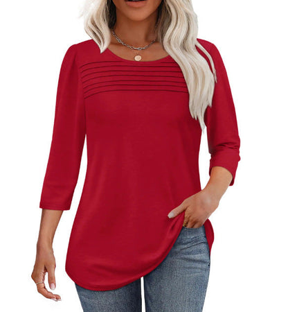Damen Langarmshirt Plissee-Details Eveloria