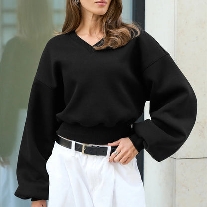Damen Oversized-Sweater V-Ausschnitt Weite Ärmel Eveloria