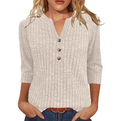 Damen Strickpullover Rippenmuster mit Knopfverschluss Anthrazit