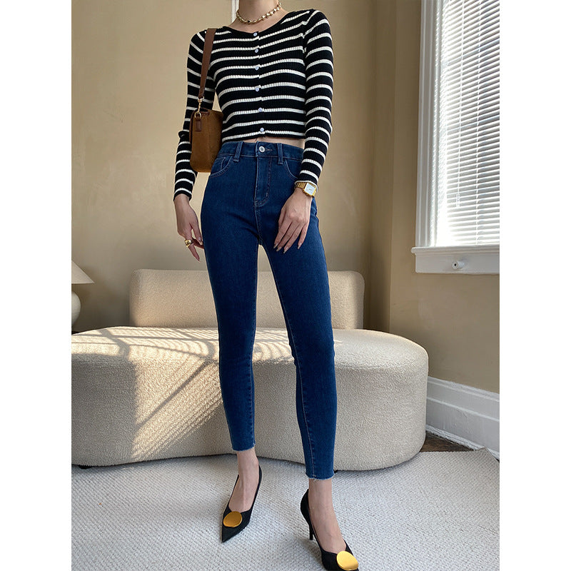 Damen High-Waist Jeans Figurbetont Eveloria