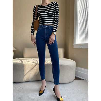 Damen High-Waist Jeans Figurbetont Eveloria