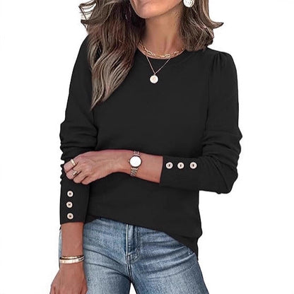 Damen Pullover Lässig Knopfdetails Eveloria