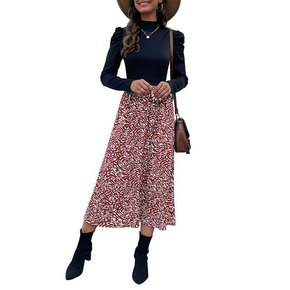 Damen Midikleid Hochgeschlossener Kragen Rüschendesign Eveloria