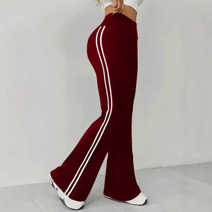 Damen Sportleggings Flared Bein Streifen Eveloria