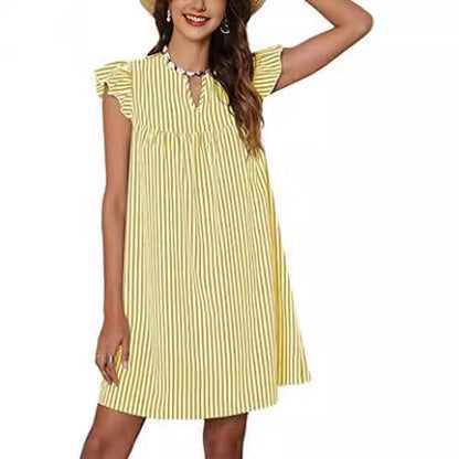 Damen Strandkleid Fließend Rüschenärmel Eveloria