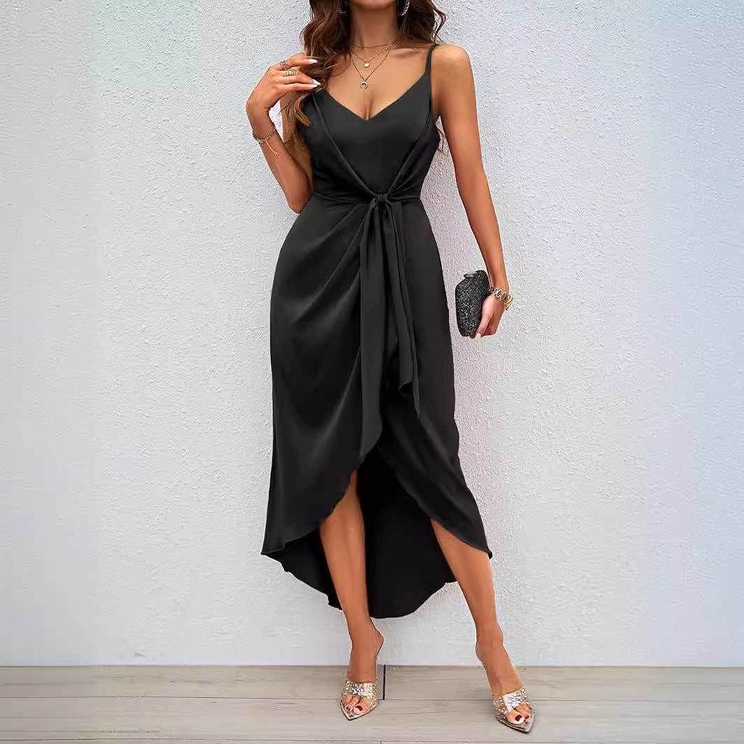 Damen Wickelkleid V-Ausschnitt Asymmetrisch Eveloria