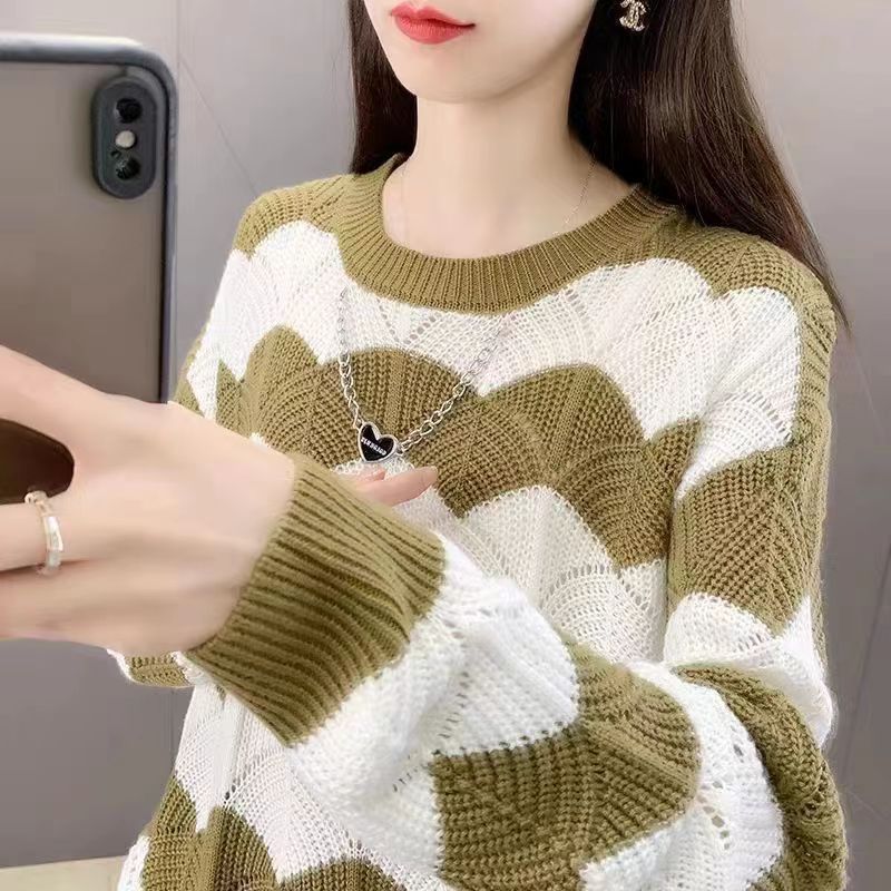 Damen Grobstrickpullover Wellenmuster Eveloria