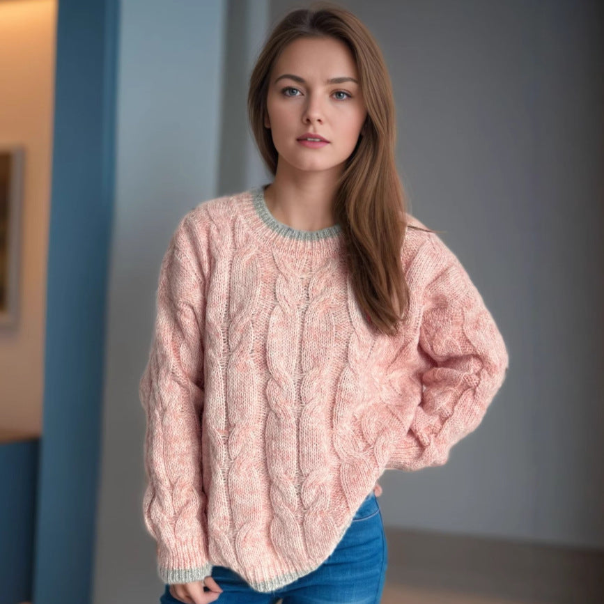 Damen Grobstrickpullover Zopfdesign Großzügig Eveloria - Eveloria