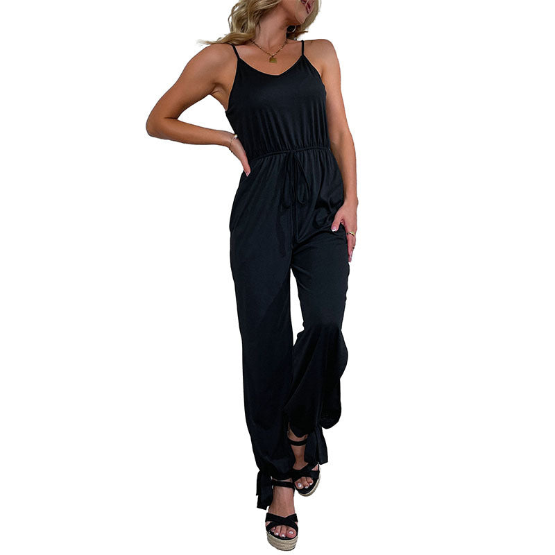 Damen Jumpsuit Elastisch mit Taillengurt Eveloria