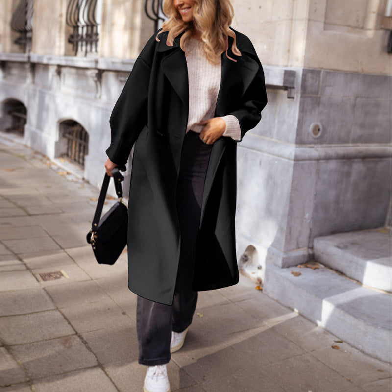 Damen Trenchcoat Elegant Leder Braun - Eveloria