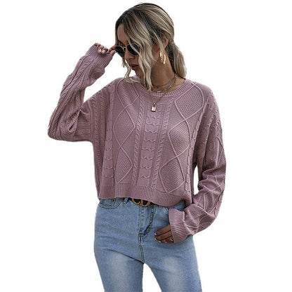 Damen Strickpullover Oversized Zopfmuster Beige