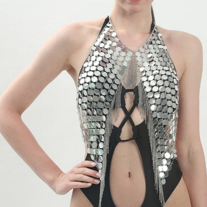 Damen Badeanzug Metallic-Detail Einzigartiger Schnitt Eveloria
