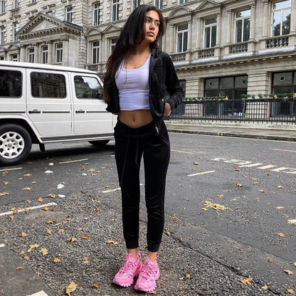 Damen Fleece-Jogginganzug Elastisch Hochschließend Eveloria
