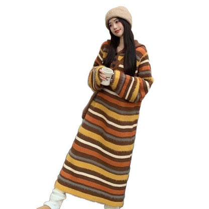 Damen Strickjacke Kapuze Große Knöpfe Eveloria