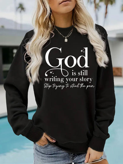 Damen Sweatshirt Inspirierender Schriftzug Grau