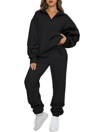 Damen Sweatpants-Set mit Stehkragen und Kängurutasche Eveloria