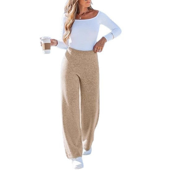 Damen Strickhose Weite Passform Elastischer Bund Eveloria