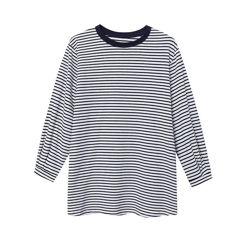 Damen Langarmshirt Gestreift Rundhalsausschnitt Bequem Eveloria
