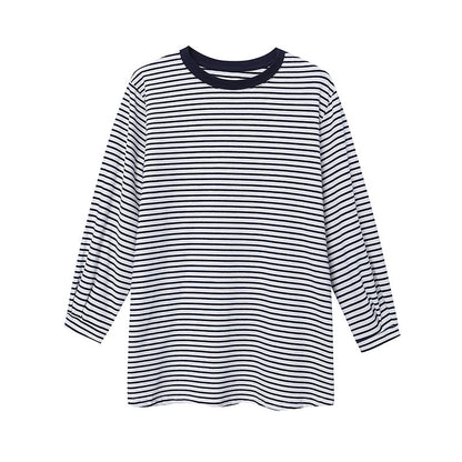 Damen Langarmshirt Gestreift Rundhalsausschnitt Bequem Eveloria