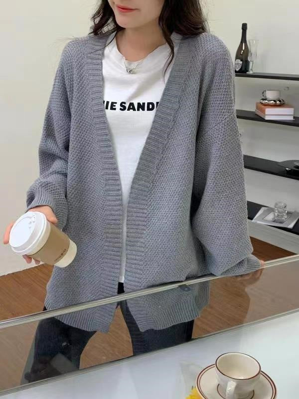 Damen Strickcardigan Oversized Lässig Mehrfarbig