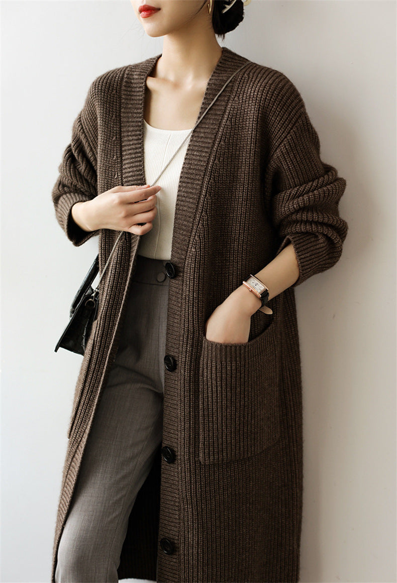 Damen Strickcardigan Großzügig Geschnitten Mit Taschen Dekorativer